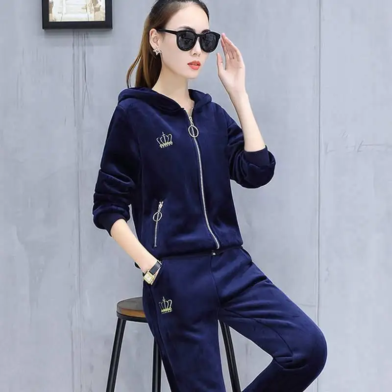 Женские хлопковые флисовые тренировочные костюмы однотонный флисовый