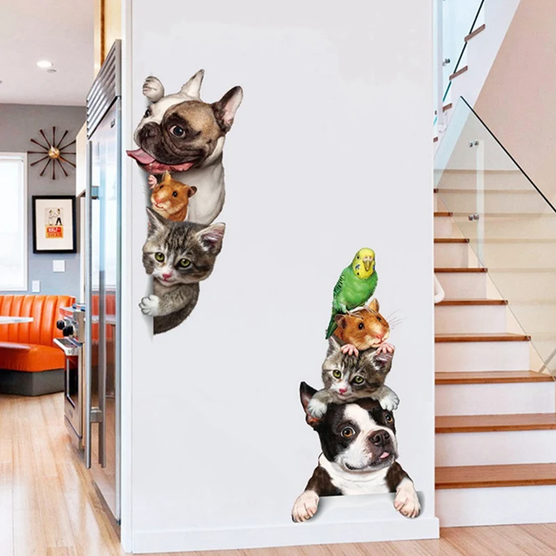 Симпатичные Забавные игрушки попугай кошка французский наклейка с бульдогом