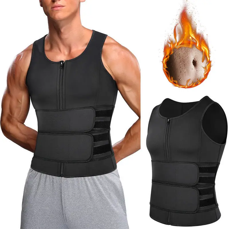 

Men Body Shaper Sauna Vest Waist Trainer Double Belt Abdomen Slimming Sweat Shapewear Fat Burn Workout Fitness Sports Belt XA64L