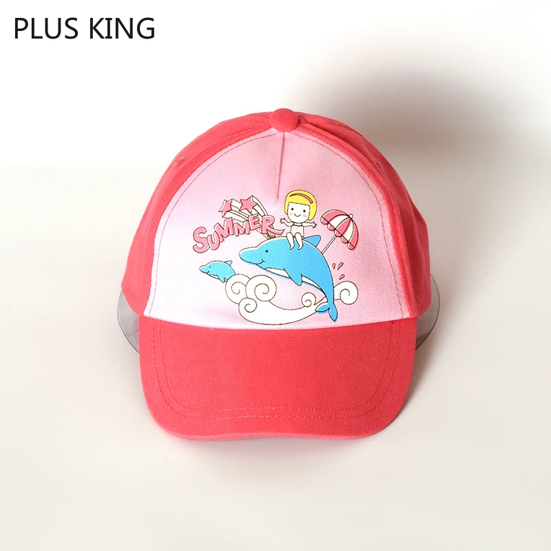 Cartoon Dolphin Girls Hat Baby Girl Cap Cotton Children Baseball Pink Adjustable for Kids | Спорт и развлечения