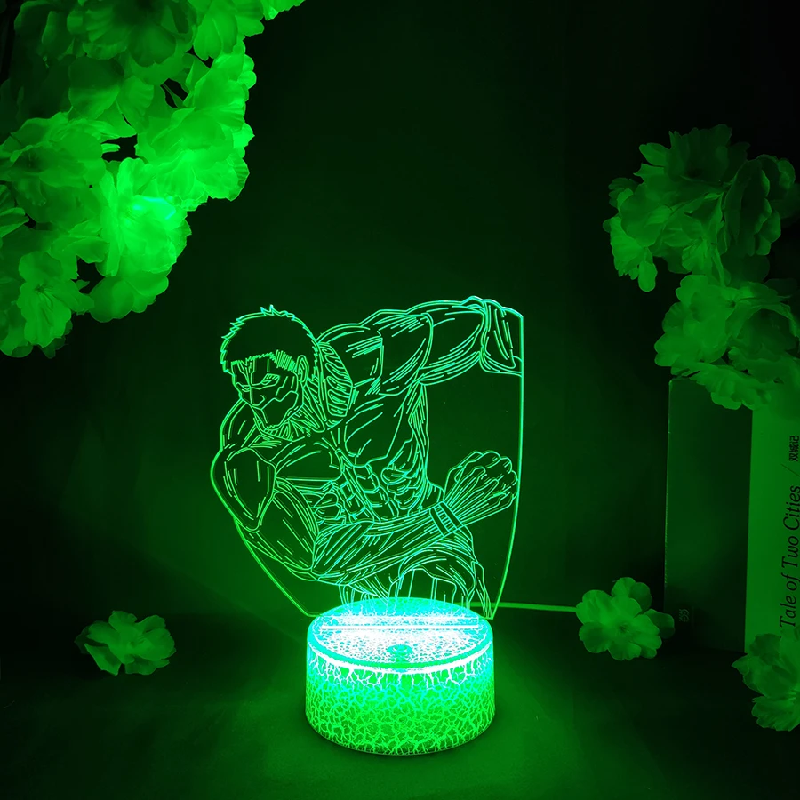 

LED Light Anime Attack on Titan The Armoured Titan Acrylic Night Light RGB Flashing Cool Gift 3D Light Children Bedroom Decor