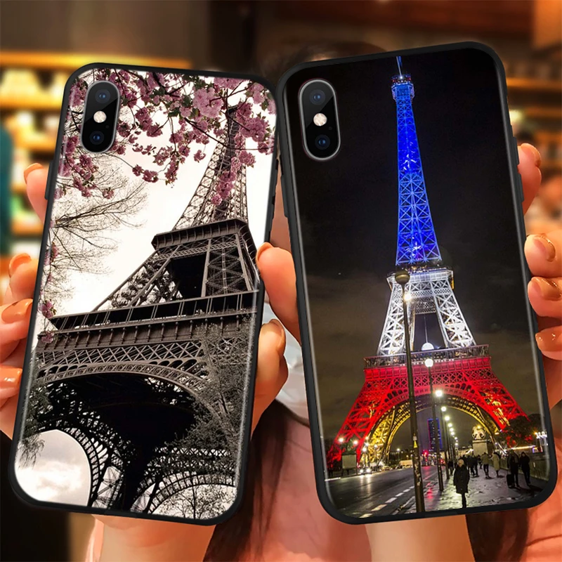 Black Cover Beautiful Eiffel tower for Apple iPhone 12 Mini 11 XS Pro Max X XR 8 7 6 6S Plus SE 2020 5 5S Phone Case