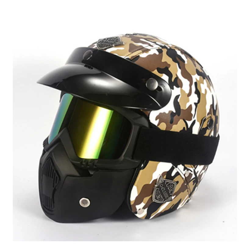 ПУ кожаные шлемы 3/4 мотоциклетный Чоппер велосипедный шлем с открытым лицом
