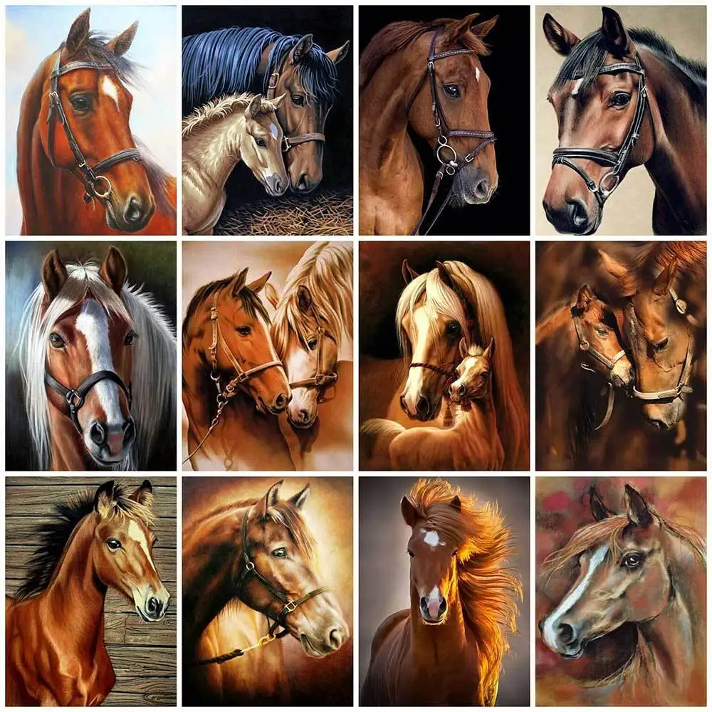 

Momoart Diamond Painting Horse 5D Full Kits Diamond Embroidery Animal Cross Stitch Mosaic Needlework Handicrafts Decor For Home