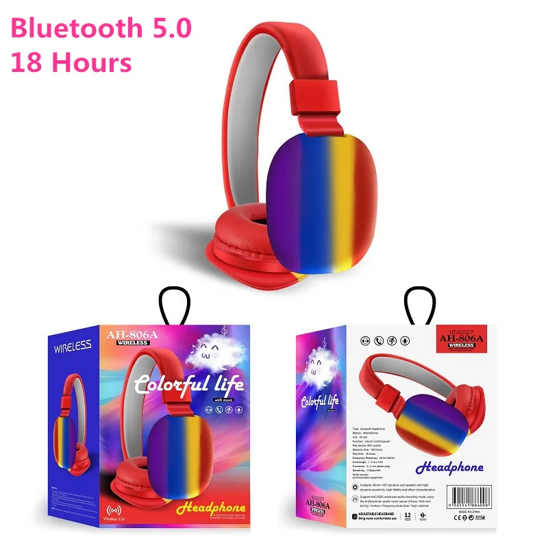 

Custom-Made Rainbow Wireless Headset Bluetooth 5.0 Earwith HIFI 18 Hours Stereo Sound Earphone For Christmas Birthday Gift