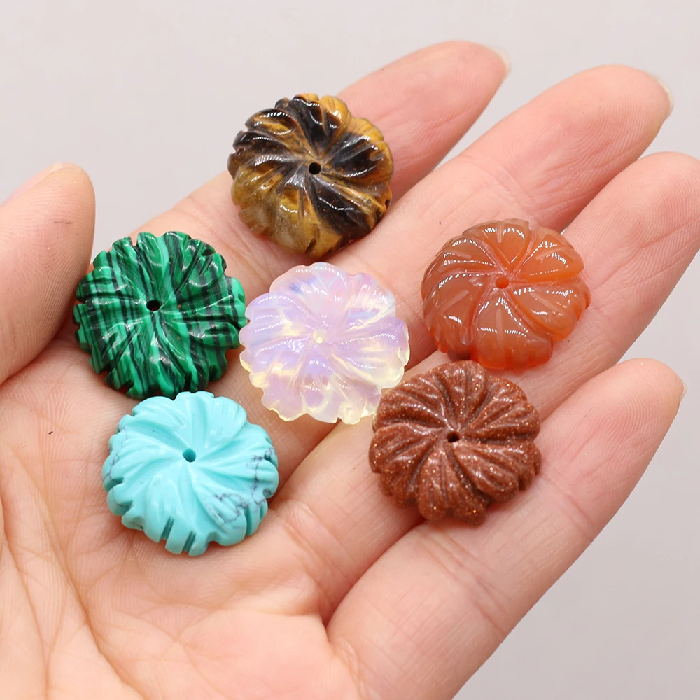 

3Pcs Random Natural Stone Beads Carved Petal Pendant Beads For Jewelry Making DIY Necklace Bracelet Earrings Accessory