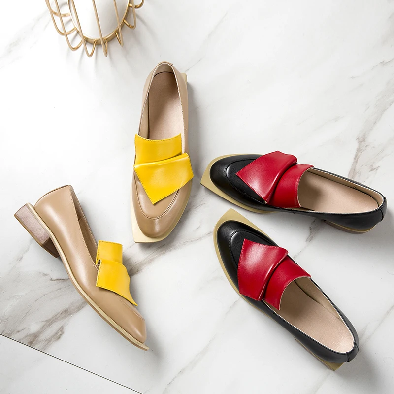 Женские туфли оксфорды из натуральной кожи на плоской подошве|Обувь без каблука|