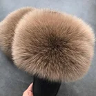 Тапки женские летние на плоской подошве, натуральный Лисий мех, толстые меховые шлепанцы, Нескользящие комнатные тапки, серебристая подошва