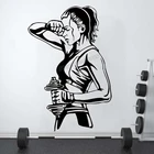 Настенная Наклейка в тренажерный зал тренировка Атлетический тренажерный зал мышечный логотип фитнес чудовище штанга Бодибилдинг здоровая Наклейка на стену виниловый Декор для комнаты B210