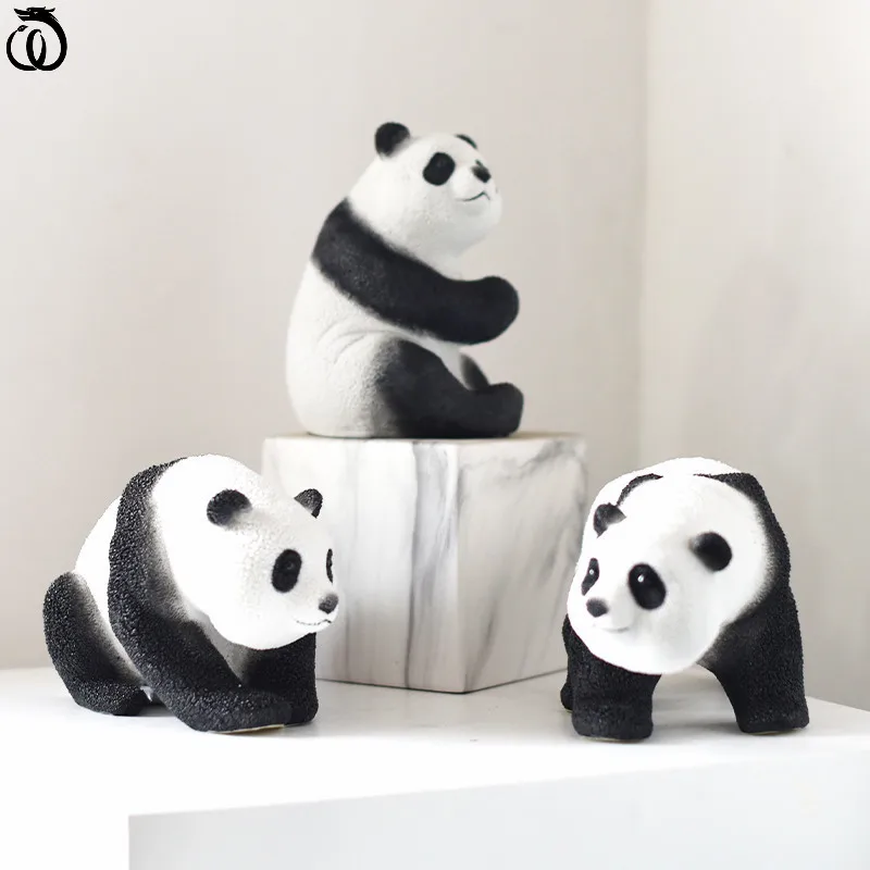 

Статуя в виде собаки-панды, керамическая абстрактная китайская Декоративная скульптура, креативные животные, ремесла, домашний декор, наст...