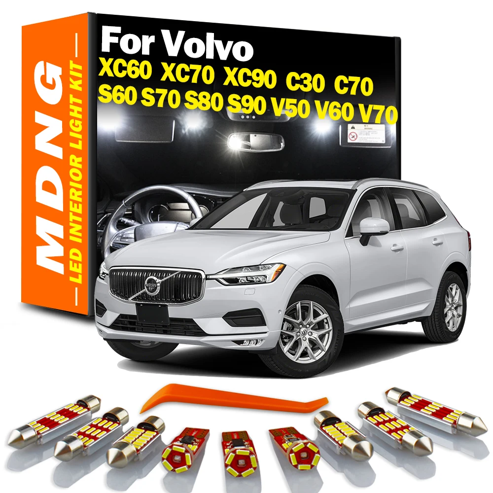 MDNG Canbus LED Interior Map Dome Light Kit For Volvo V50 V60 V70 XC60 XC70 XC90 C30 C70 S60 S70 S80 S90 Car Led Bulbs No Error