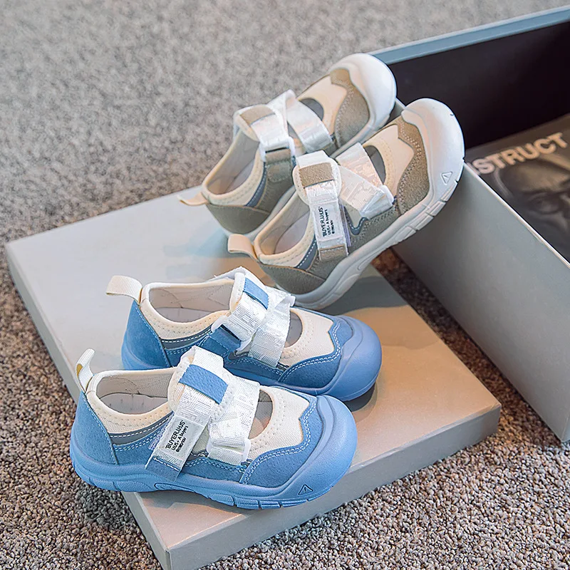 

Children Sports Shoes Summer New Girls Running Shoes Boys Contrast Color Casual Shoes Velcro Kids Soft Soled Shoes 4 5 6 10 14 Y