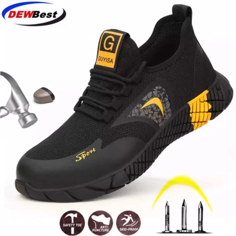 

DEWBEST Safety Shoes 2020 Men's Steel Toe Anti-smashing Construction Work Sneaker Outdoor breathable fashion Safety Boots