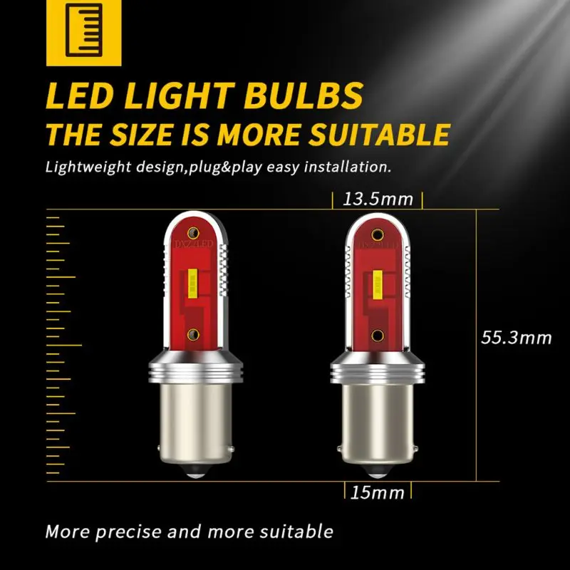 

1 Pair 1156/1157/T20/T25 Socket Type White/Red/Yellow Light Color Car LED Bulb Auto Turn Signal Lamp Headlights