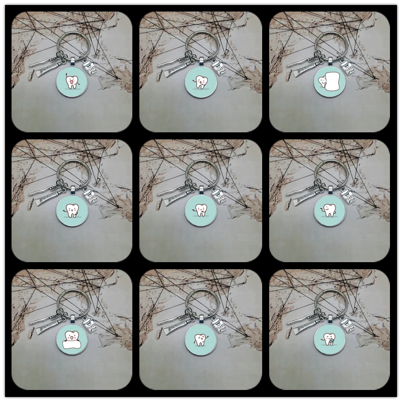 

Hot 2020 New Dentist Dental Glass Keychain Dental Assistant Gift Dental Care Keychain key ring