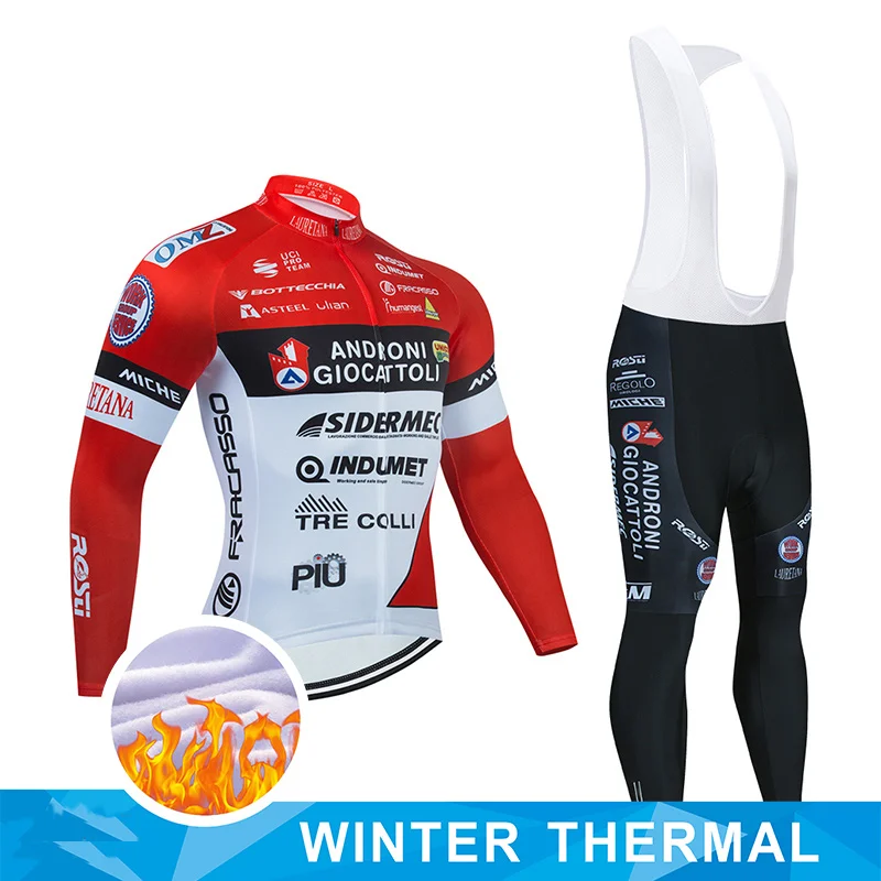 

2021Team Androni Winter Cycling Jersey 20D Bib Set MTB Bicycle Clothes Ropa Ciclismo Thermal Fleece Mens Italia Cycling Wear