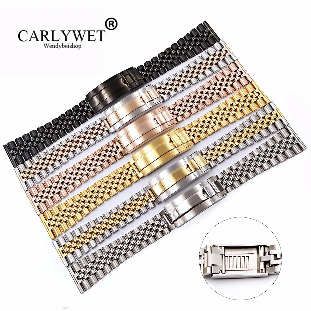 

CARLYWET 20 22mm Wholesale Stainless Steel Glide Replacement Wrist Watch Band Strap Bracelet For Omega IWC Tudor Seiko Breitling