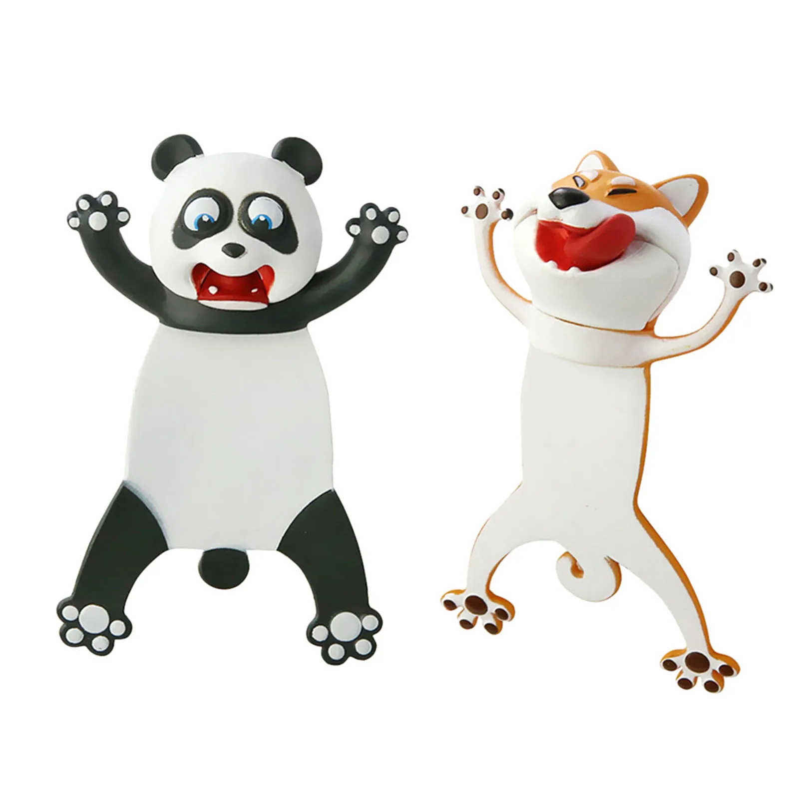 

2PC Creative Cute 3D Three-dimensional Cartoon Animal Funny Panda + Dog Interesting Bookmark Weird Bookmark Kids Learn Toy Gifts