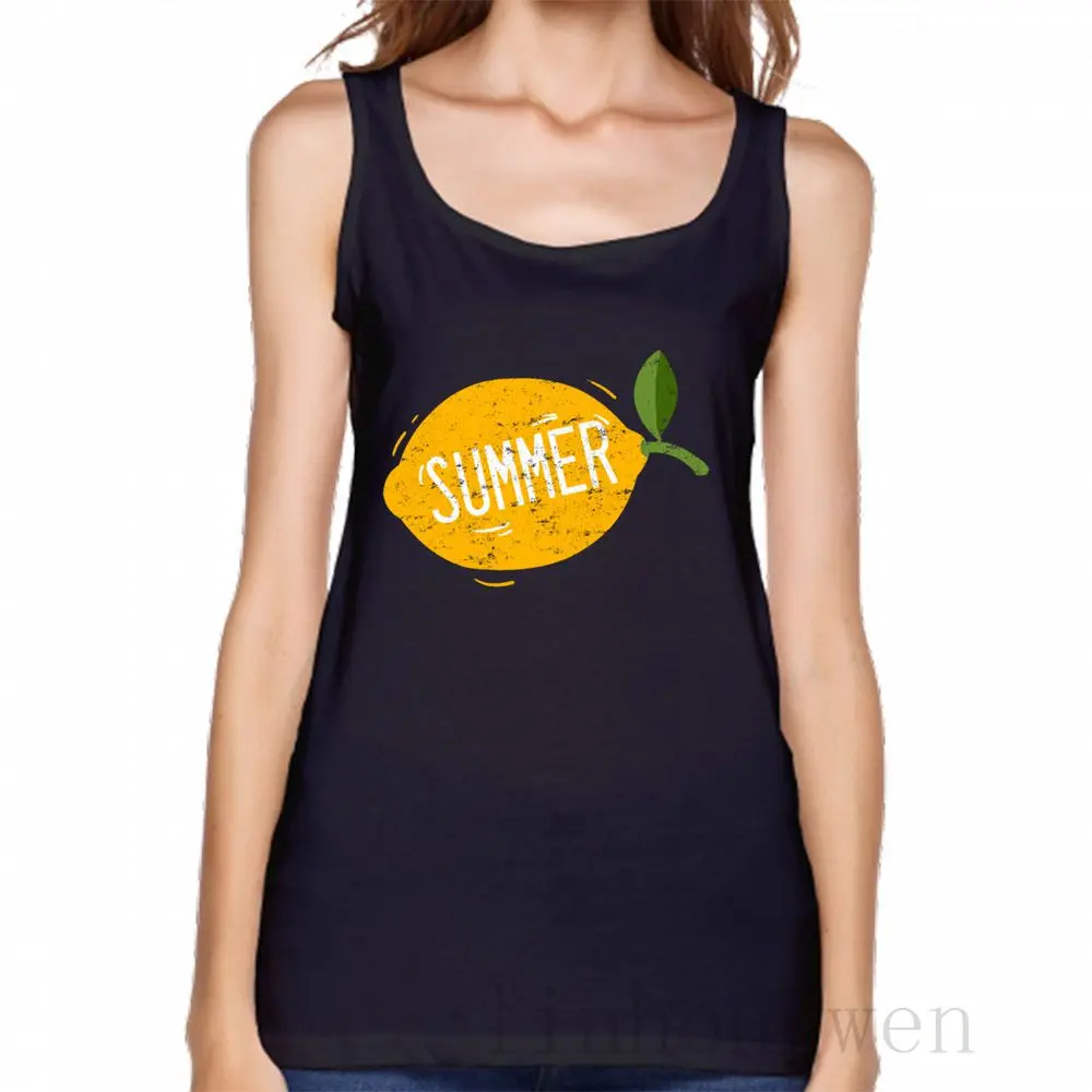 Летняя лимонная фрукты Резервуар Топ Графический Демисезонный по