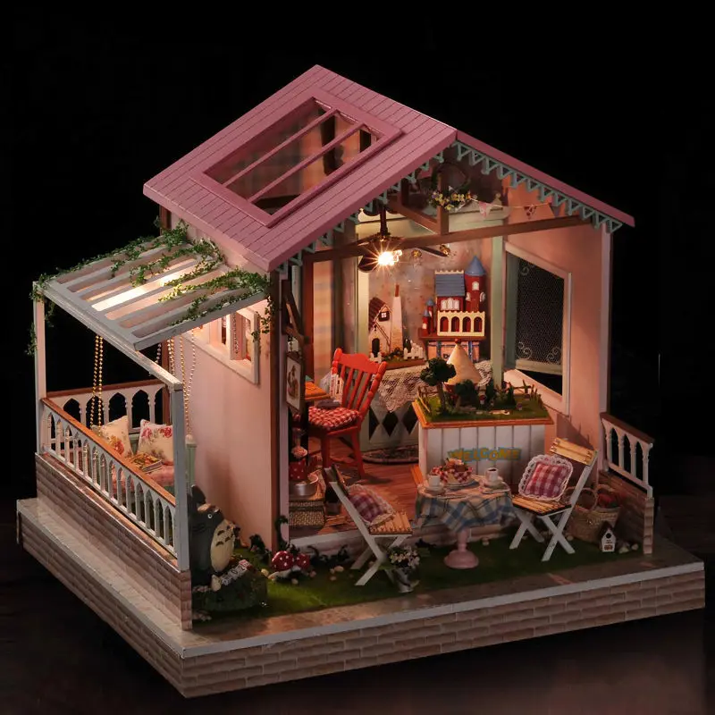 

Kids DIY Assemble Magic Garden Doll House Dollhouses Miniature Dollhouse Furniture Set Kit Toys for Children Christmas Gift
