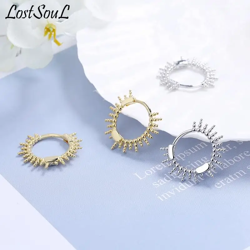 

Fashion Simple Round Bead Earrings 925 Sterling Silver Female Hoop Earrings Temperament Sweet Anti Allergy Buckle Ear Jewelry