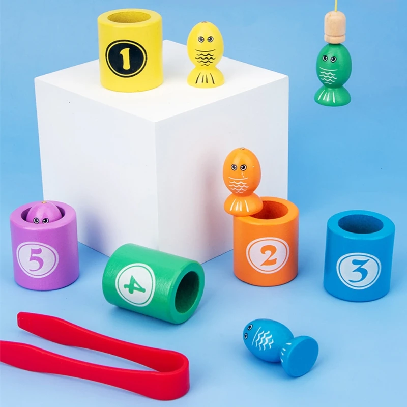 

Children Wooden Toys Magnetic Fishing Insect Catching Baby Kids Educational Parent-child Game