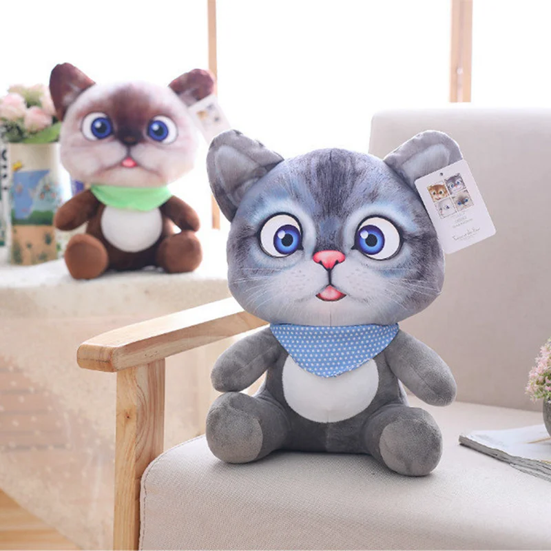

20cm Creative Soft 3D Simulation Stuffed Cat Plush Toys Double-side Seat Sofa Pillow Cushion Plush Animal Cat Dolls Toys Gifts