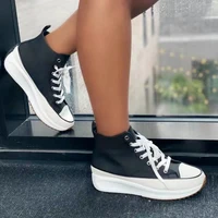 2021 new women comfortable canvas flats vulcanized shoes female summer fashion lace up sneakers ladies platform casual shoes