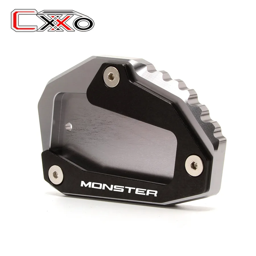 Для поездок на мотоцикле Ducati MONSTER 795 796 821 1200 1200S с монстром логотип Алюминий боковая стойка расширения колодки увеличить пластина черный, красный Титан - Цвет: Titanium