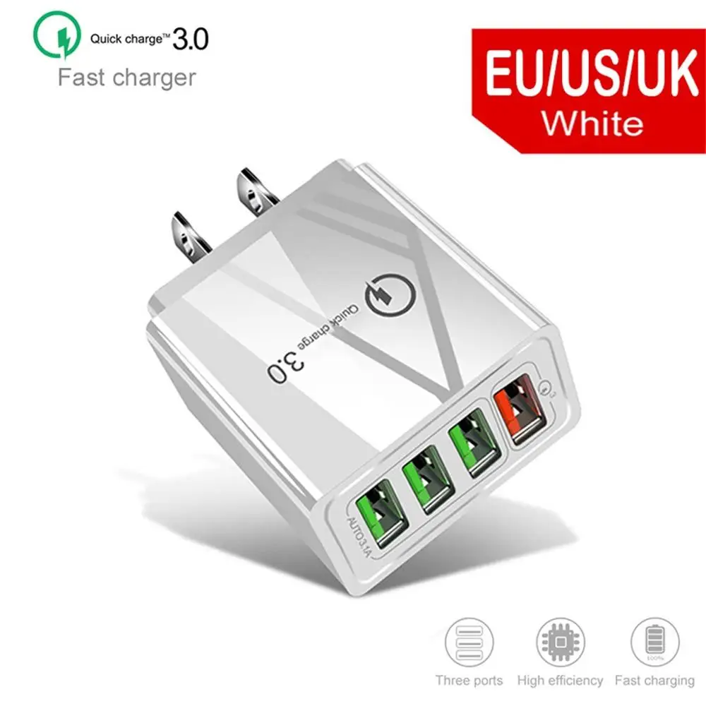 Feniores 4USB быстро Зарядное устройство QC3.0 телефон дорожное сетевое быстрое Зарядное устройство US/EU/UK розетки QM быстрое зарядное устройство 5V 2.4A для samsung для huawei