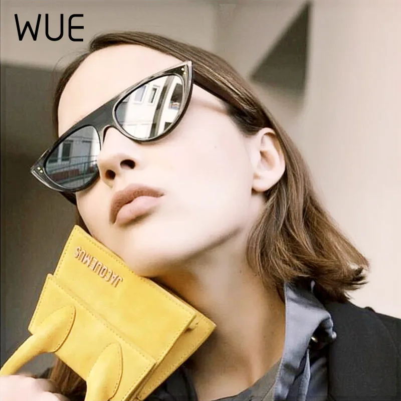 

WUE Oversize cat Eyewear Vintage Sun Glasses Fashion Woman cat eye Sunglasses Brand Designer Sunglasses Cool red Female
