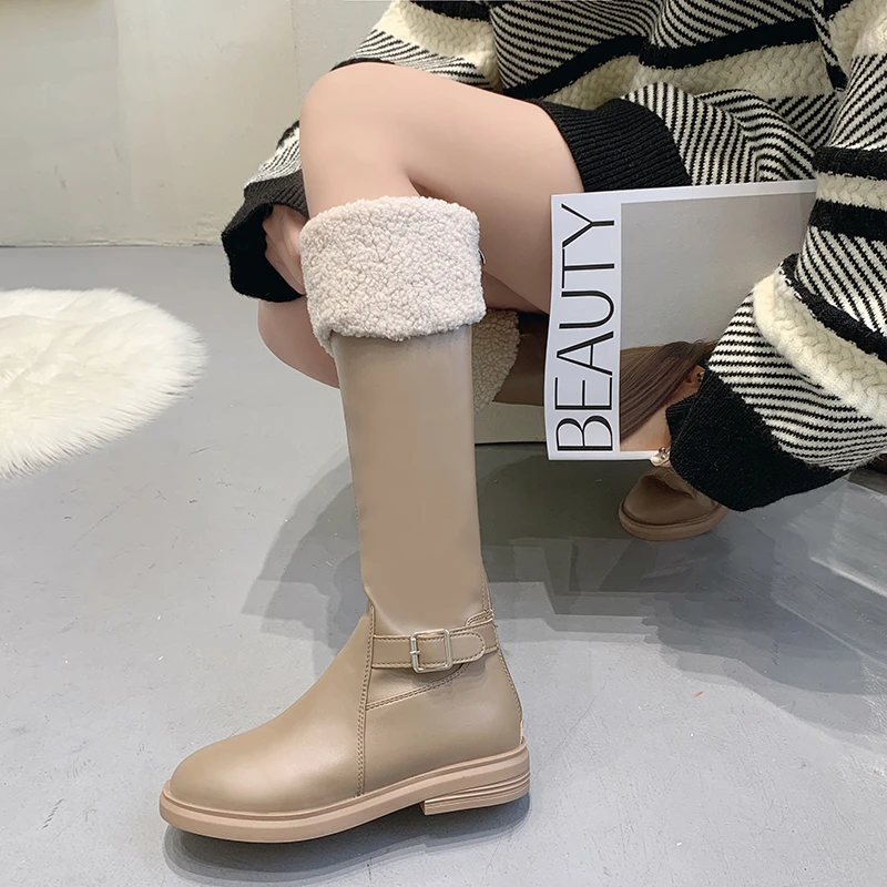 

2022 Autumn and Winter New Ladies High Boots Round Toe Zipper Ladies Knee-high Knight Boots Ladies Designer Boots Botas De Mujer