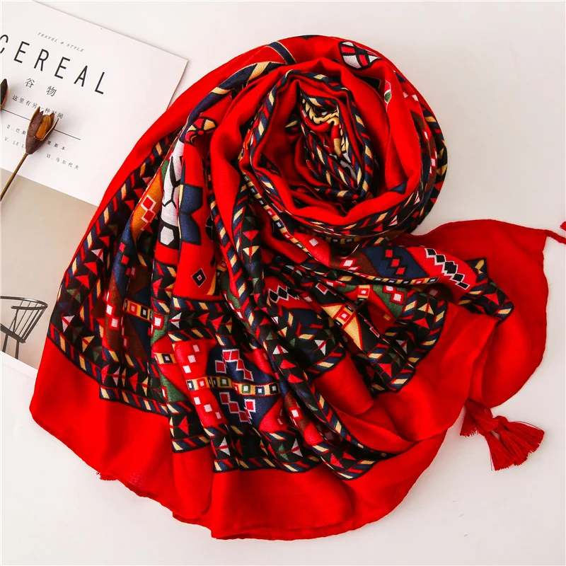 Модная женская пляжная шаль из хлопка и льна на осень зиму женский морской