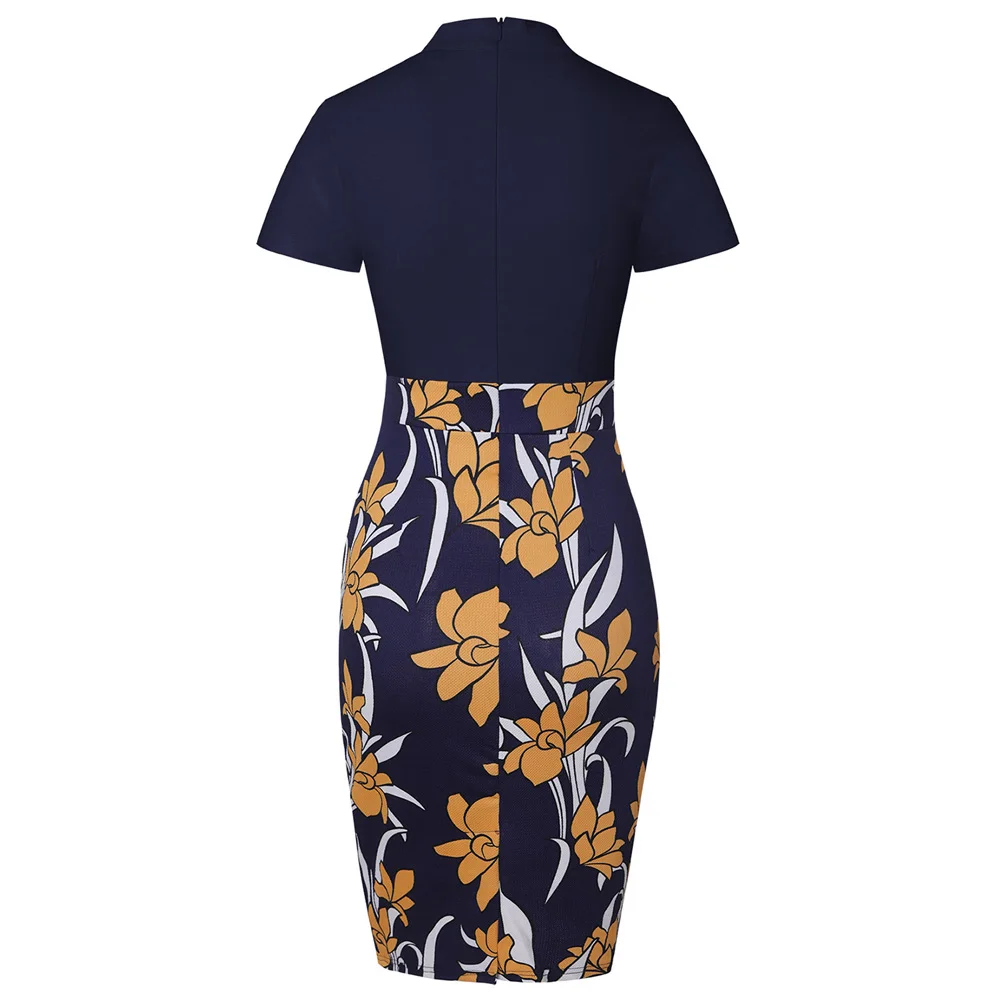 Joineles/женское облегающее платье с цветочным рисунком в стиле пэчворк стоячий