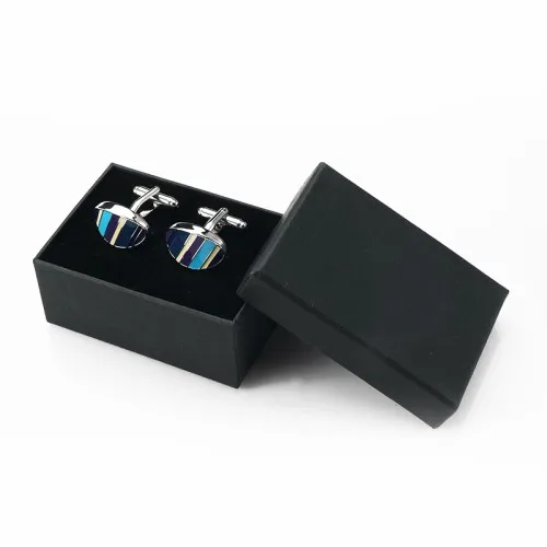 Cufflinks with box Популярные запонки в британском стиле для мужских рубашек, манжеты на пуговицах, эллиптические эмалированные запонки, Модные Цветные запонки, свадебный подарок для жениха - Окраска металла: Cufflinks with box