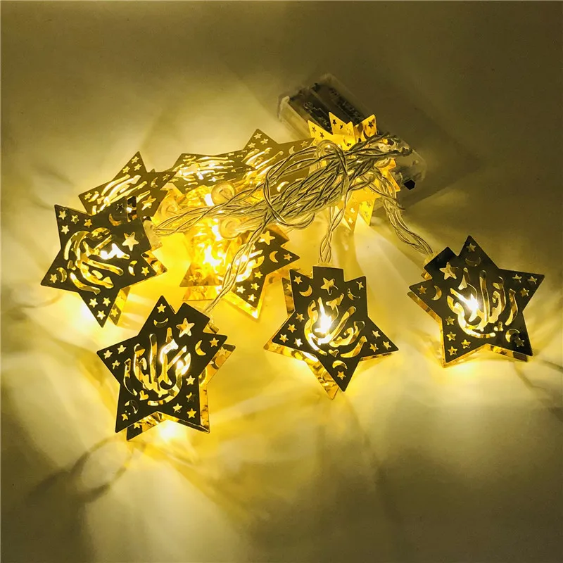 

1.5m 10Led Eid Mubarak Moon Star Palace Led Light String Islamic Muslim Festival Party Home Decoration Ramadan Kareem Ornaments