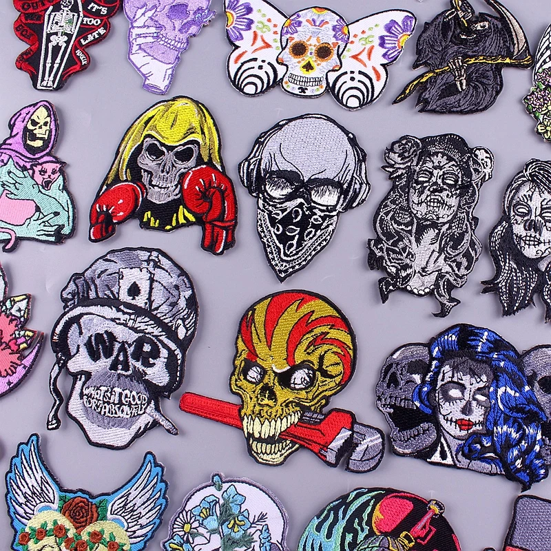 Патчи с вышивкой в стиле панк/черепа|Заплатки| |