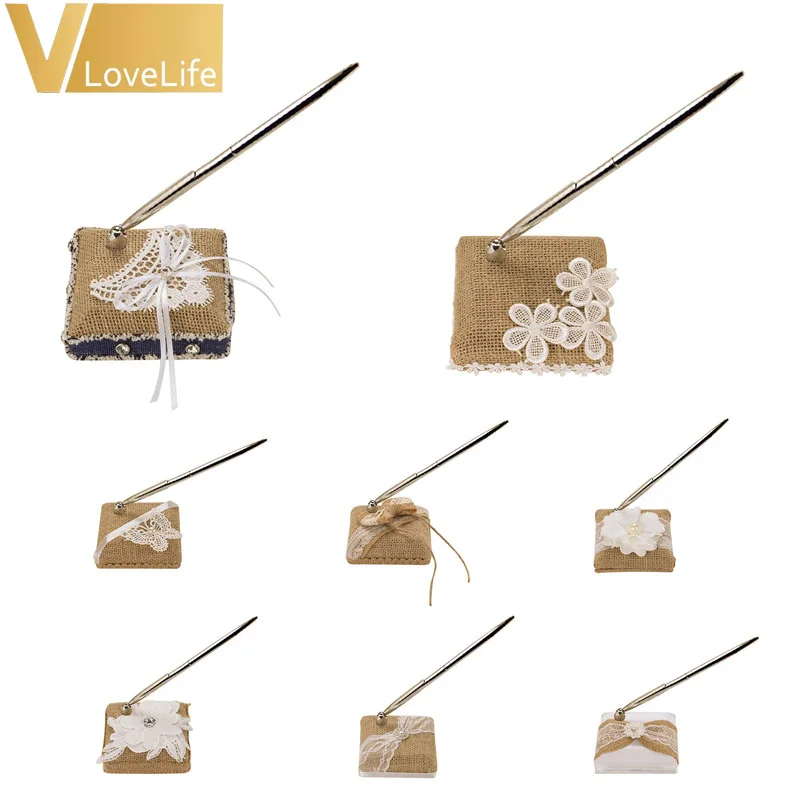 Винтажный набор ручек для свадьбы ручная работа Мешковина ручка и держатель