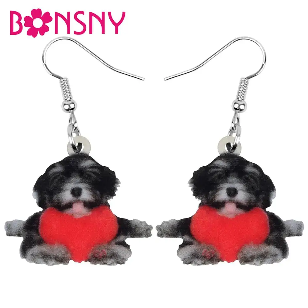 Bonsny акриловый День Святого Валентина Любовь шнаузер фото животное Висячие