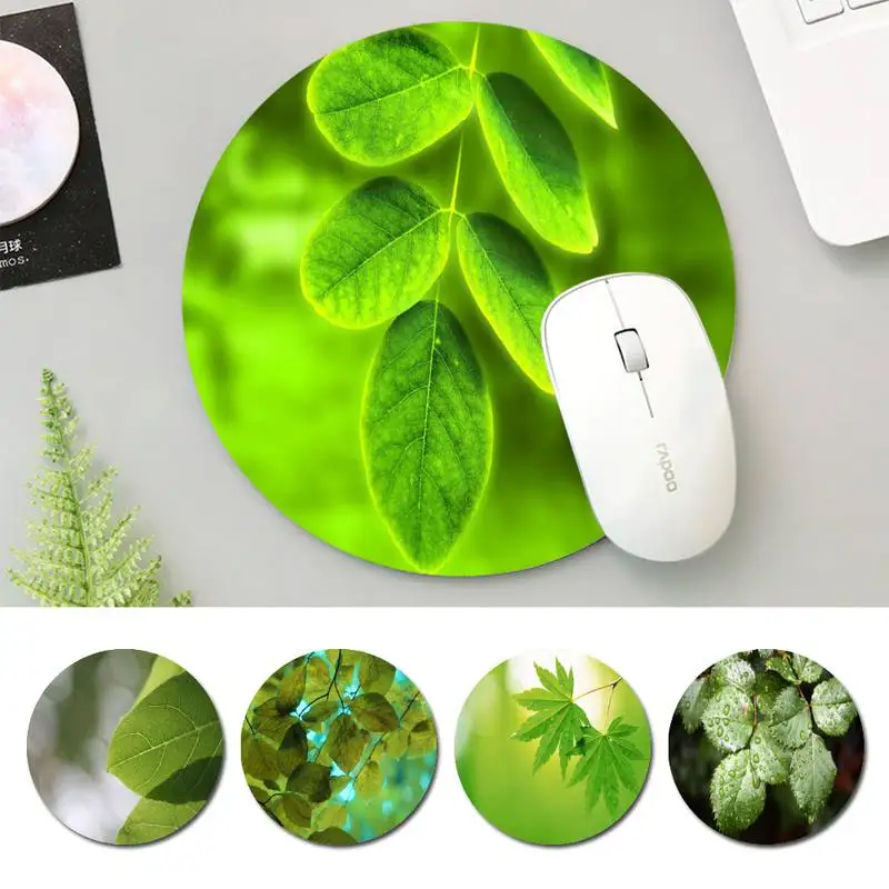 

Brand Natural leaves Mouse Mat Round Size Rubber Mouse Pad Gaming Player Desktop Pad Computer Laptop Mouse Pad