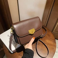 2022 new solid color small pu leather crossbody shoulder bag for women fashion shopper travel black chain handbags and purses