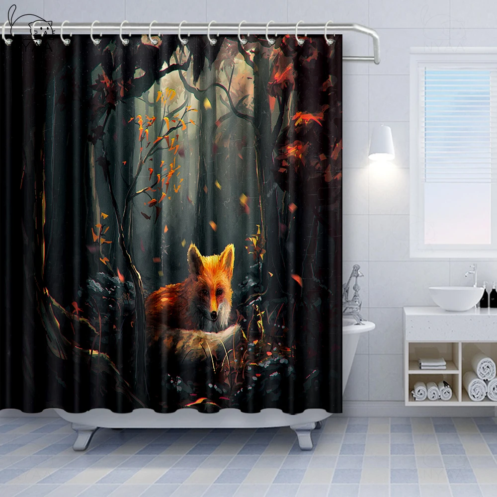 Занавеска для душа NYAA с изображением Красной лисы в диком лесу занавеска ванной