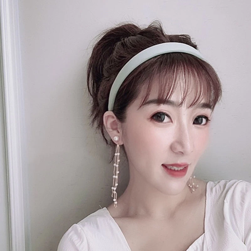 Женский корейский однотонный обруч для волос ярких цветов простая губка повязка