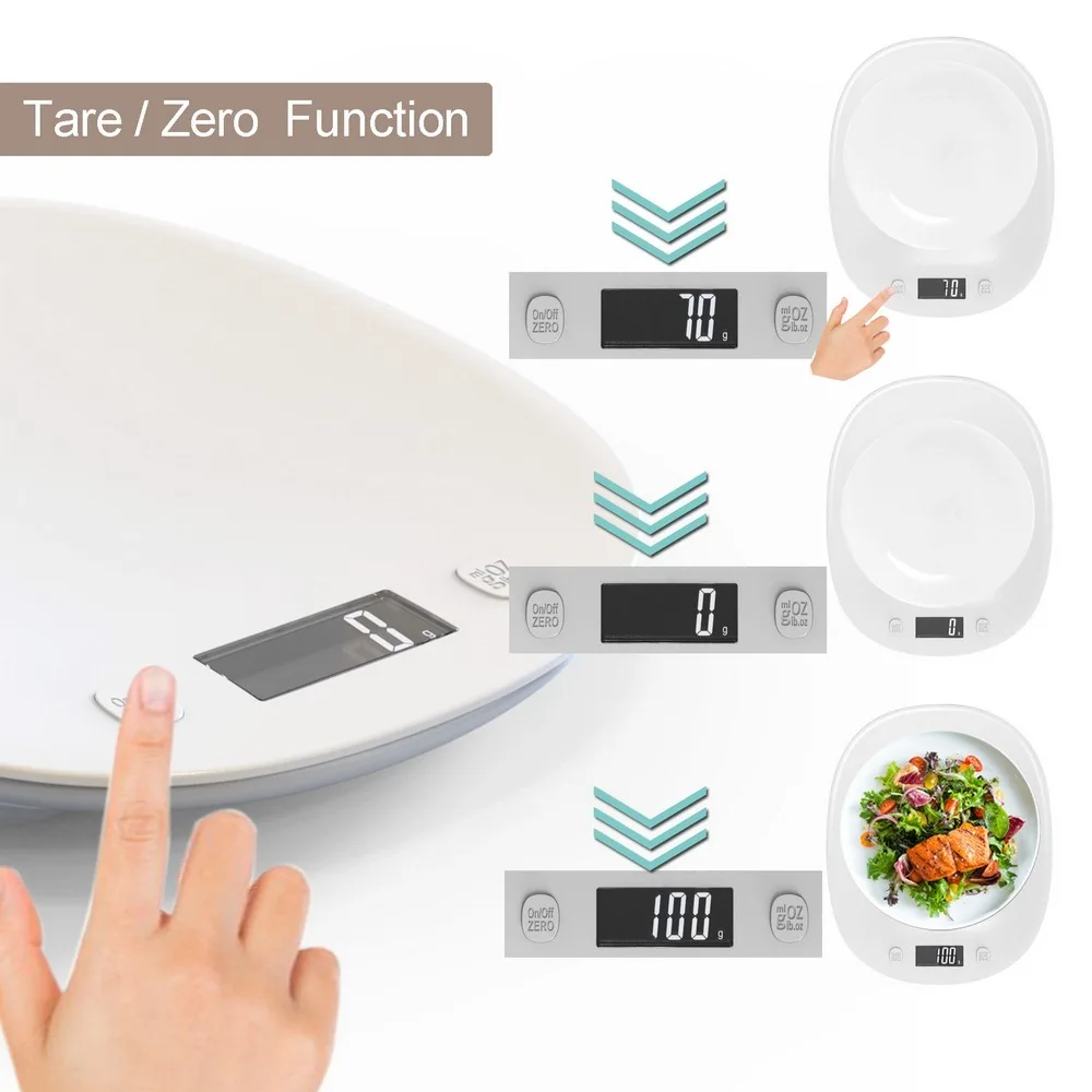 

10kg/1g Kitchen Digital Scale Disc-shaped Concave Mini Portable Home Kitchen Scale Night Light Food Scale for Baking & Cooking