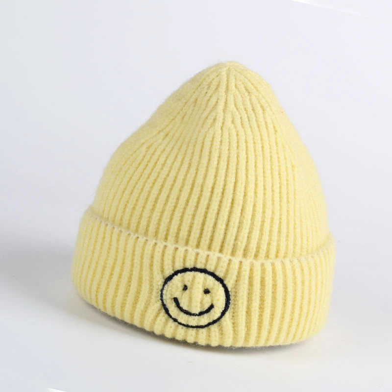 New Fashion Embroidered Smile Hat Toddler Children Hats For Boys Girls Knitted Infant Baby Winter Thick Kids Cute 0-6Y | Детская одежда