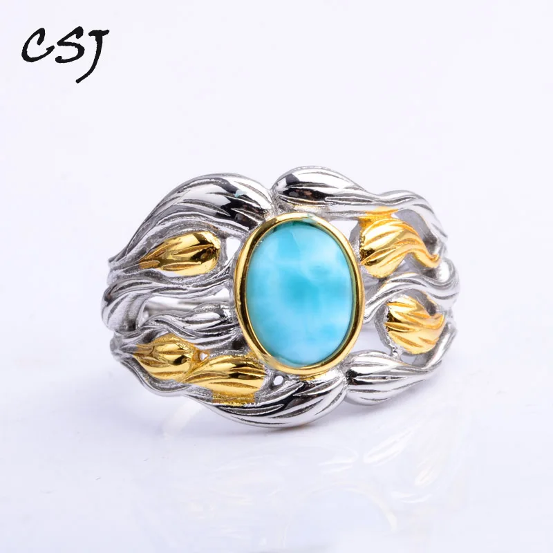 Женские свадебные и вечерние кольца CSJ из серебра 925 пробы с натуральным синим