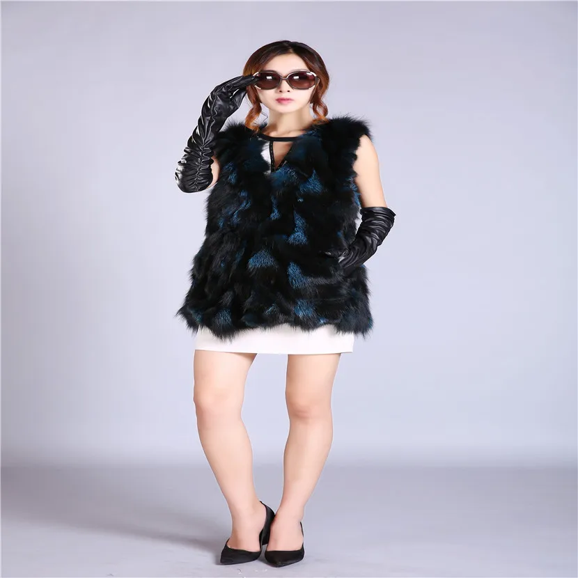 Newfashion autumn and winter furvest female fox fur longSlim vest siver Fox fur vest