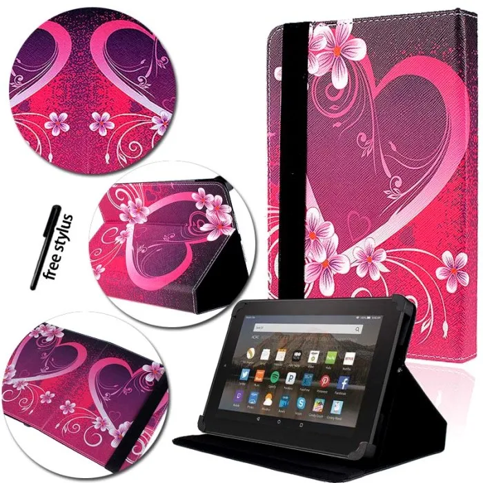 Love Heart KK&LL для Amazon Fire HD 8(6th/7th/8th Gen, выпуск)-кожаный чехол-книжка для планшета+ bluetooth-клавиатура - Цвет: Love Heart