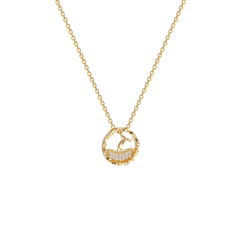 

European and American Fishtail Pendant New Trendy Titanium Steel Necklace Female Ins Light Luxury Design Sense Clavicle Chain