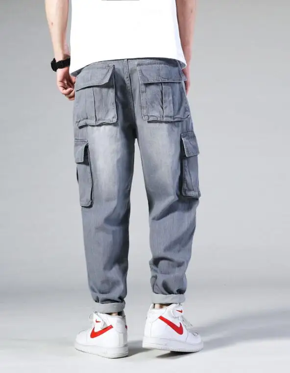 Jeans Denim Hallen Pants Men Jeans Multi Pockets Cargo Pants Jeans Casual Male Work Trousers Big Pockets Jeans